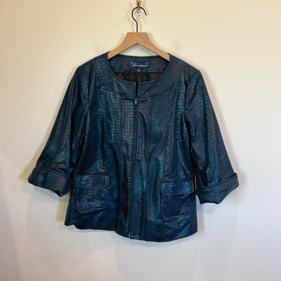 Faux Crocodile Blue Jacket - Picture 1 of 5